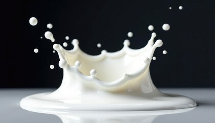 Single white milk splash, isolated background , whipped cream, food