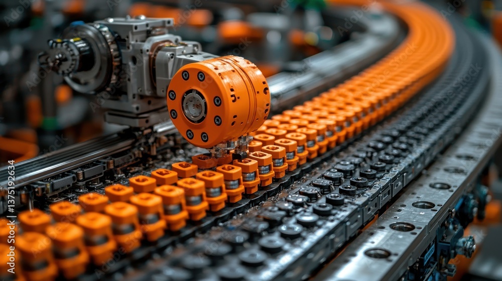 Poster automated manufacturing process: high-tech assembly line