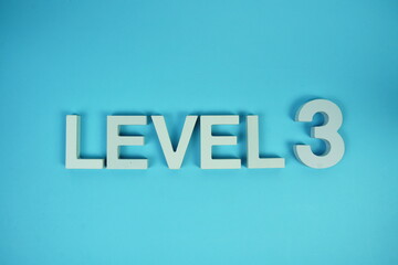 Level 3 Level Three alphabet letters on blue background