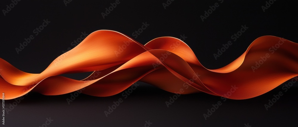 Poster abstract digital art piece that appears to be made of a smooth, flowing orange fabric. the fabric is