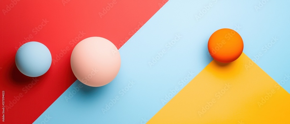Poster abstract background with three geometric shapes. on the left side of the image, there is a red and b