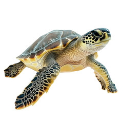 Cute Turtle Alone Isolated on Transparent Background