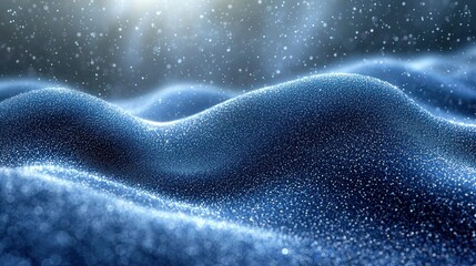 Abstract Blue Glittering Landscape: A Serene Digital Art