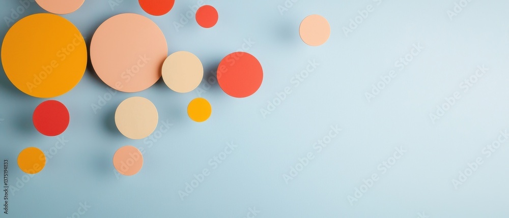 Fototapete abstract background with a light blue color. there are multiple circles of different sizes scattered