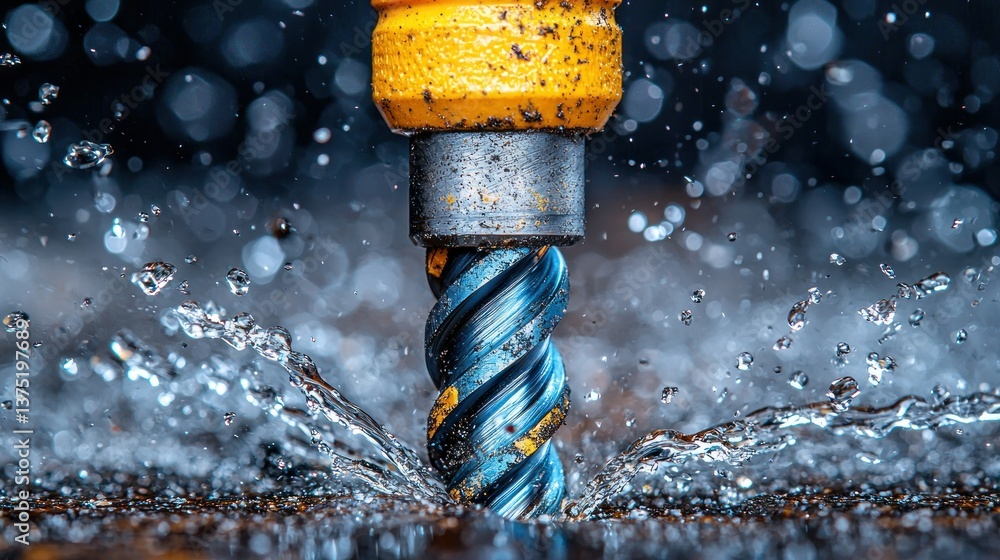 Poster precision engineering: a close-up of a drill bit in action