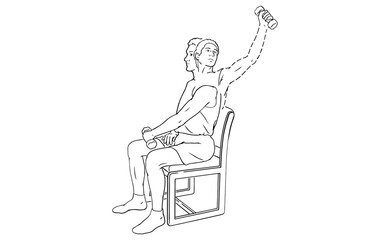 Seated Dumbbell Shoulder Exercise Step-by-Step Illustration Strength Training for Mobility and Rehabilitation