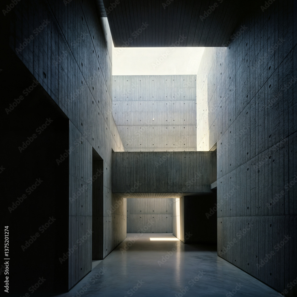 Poster concrete architectural building forms . generative ai