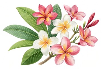 Tropical flowers frangipani plumeria isolated on transparent background