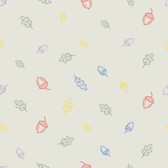 Seamless Hand-Drawn Autumn Acorn & Leaf Pattern Cozy Fall Background