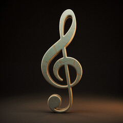 volumetric treble clef made of metal . Generative AI
