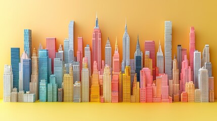 Obraz premium Vibrant Cityscape: A Colorful Architectural Panorama