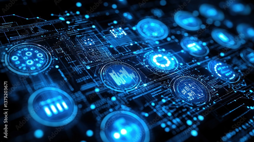 Poster abstract digital data network interface