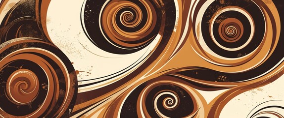 Brown vintage stripe swirls vector pattern abstract design illustration background