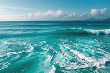 Serene Teal Ocean Waves Stunning Coastal Landscape for Relaxing Beach Daydreams