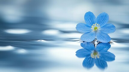 Serene Blue Flower on Water: A Tranquil Reflection