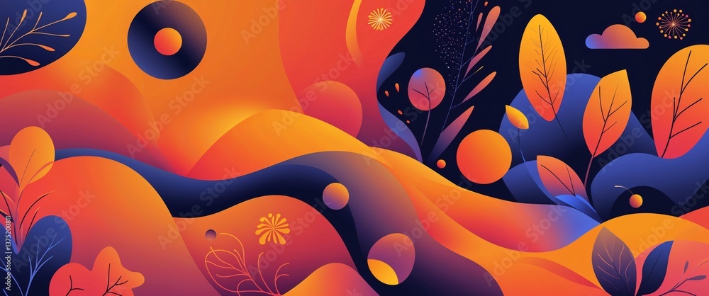 Wall mural orange smooth gradient vector pattern abstract design illustration background