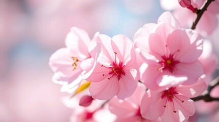 Close-up of delicate pink cherry blossom.