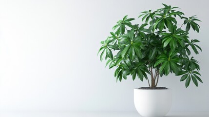 Obraz premium A healthy green plant sits potted inside of a modern white pot