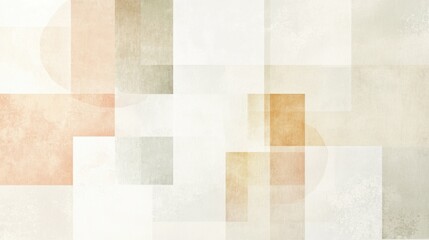 Abstract Composition of Geometric Shapes with Soft Tones and Textural Overlays, Background  Evoking a Sense of Harmony and Minimalist Aesthetic Appeal.