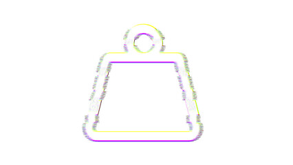 Icon weight hanging is distorted. Glitch. Noise, chromatic aberration, geometric distortion
