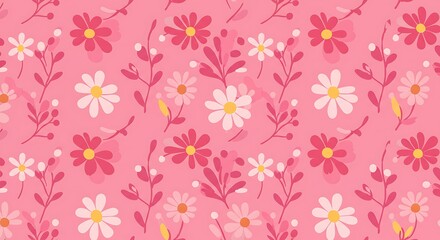 Pink Floral Delight Delicate Blooms Seamless Pattern AI Generated