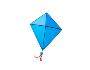 Blue kite flying high in the sky