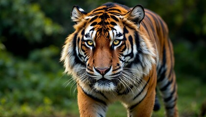 Fototapeta premium Tiger Walking in Wild with Intense Gaze and Powerful Presence