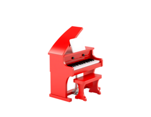 Red Piano Isolated on White Background