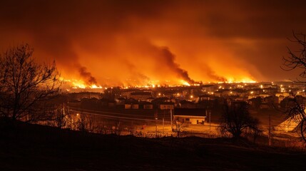 Nighttime inferno engulfs a town