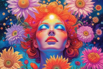 Fototapeta premium Vibrant Sunlight Inspirations Soulful Transformational Flowers and Stunning Pop Art Atmosphere