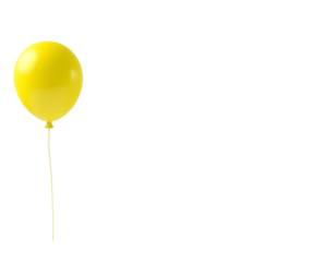 Yellow balloon floating on a transparent background