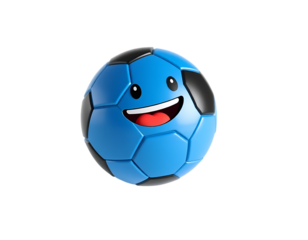 Happy Blue Soccer Ball Cartoon