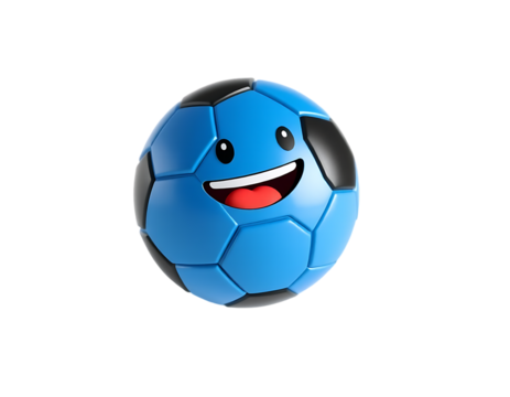 Happy Blue Soccer Ball Cartoon