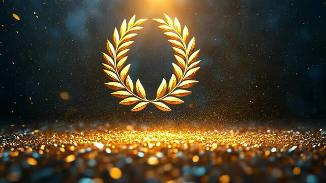 Stunning golden laurel wreath shines with elegance, symbolizing victory and achievement in celebration of success and prestige.