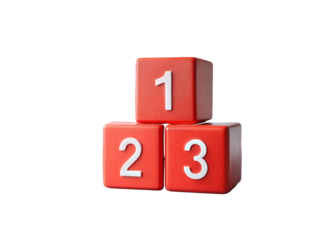 Red Numbered Blocks Illustrate Top 3 Ranking isolated on isolated background.
