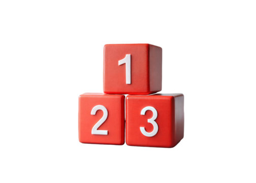 Red Numbered Blocks Illustrate Top 3 Ranking isolated on isolated background.
