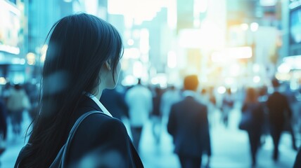 スーツで出勤する日本人女性