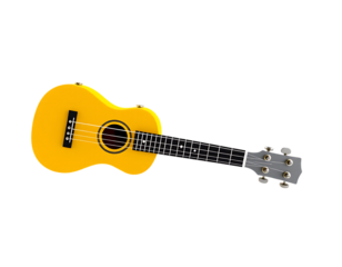 Yellow Ukulele on a Transparent Background