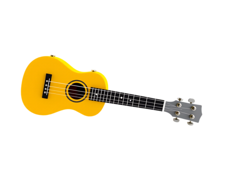 Yellow Ukulele on a Transparent Background