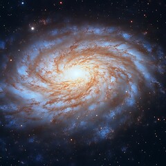 Spiral galaxy swirling in dark space, cosmic background, science