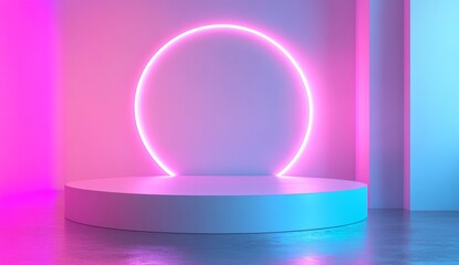 Obraz premium Vibrant, Neon-Lit Display Podium