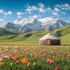alpine meadow with flowers