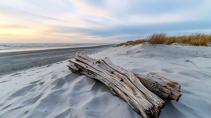 Scenic view of driftage on the beach highlighting the natural beauty of the coastal landscape