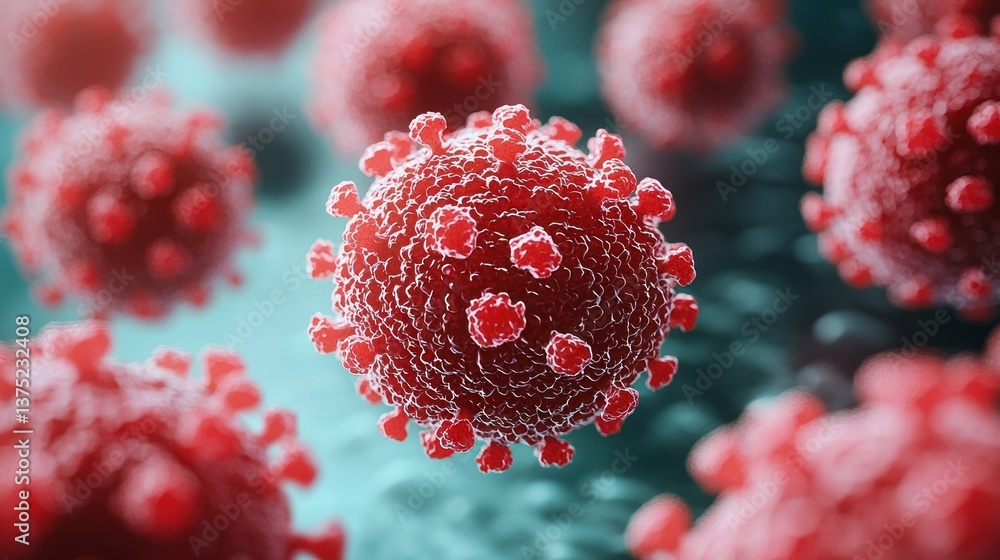 Aufkleber microscopic view of coronavirus: a detailed 3d rendering of the virus particle