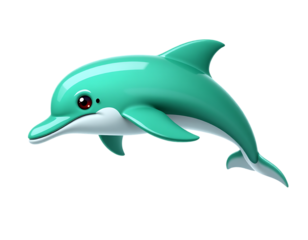 Cute Cartoon Dolphin in Teal Color