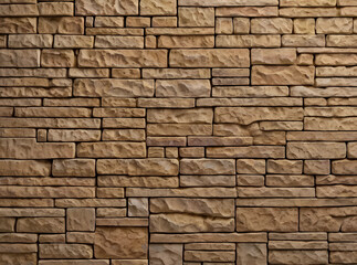 Obraz premium Natural Stone Wall Texture Beige Brown Decorative Masonry Background Modern Architecture Design Seamless Pattern Rough Surface Building Material Construction Facade