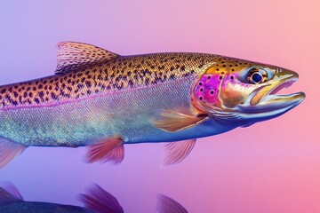 Fototapeta premium An iridescent rainbow trout showcasing its detailed and colorful features