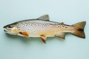 Obraz premium An Isolated View of a Brown Trout Against A Light Background