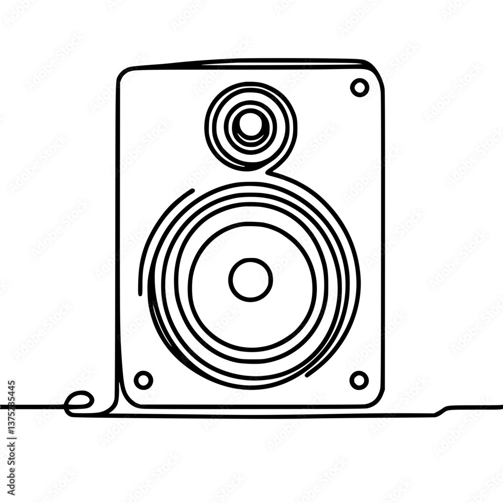 Poster line drawing of a speaker in a minimalist style on a transparent background