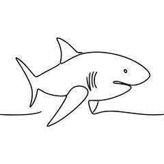 Fototapeta premium Shark outline swimming in a minimalist style on a transparent background 